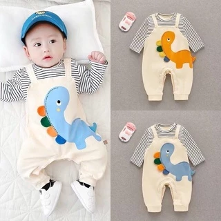 Áo liền quần tay dài vải cotton thời trang đáng yêu dành cho bé sơ sinh