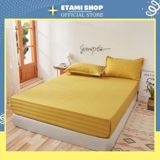 Bộ ga gối cotton 3F màu vàng ETAMI ga trải giường và 2 vỏ gối nhiều màu miễn phí bo chun cho drap giường ga trải giường