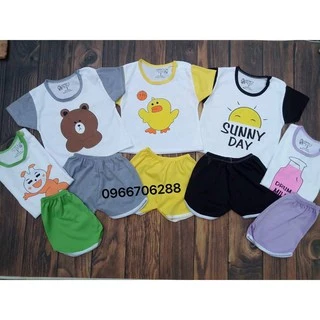 Set 5 bộ cotton 2 chiều cộc vịt cho bé trai và bé gái