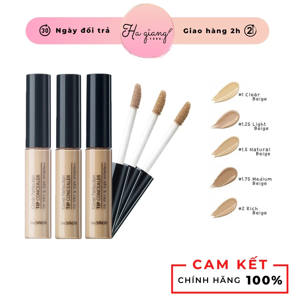 Kem che khuyết điểm The Saem Cover Perfection Tip Concealer Spf28 PA++ (6.5g) - Che khuyết điểm