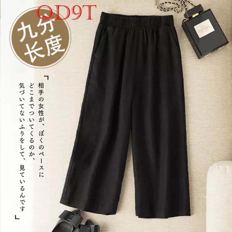 Quần culottes đũi dài ống rộng, cạp cao , thiết kế công sở Q9T