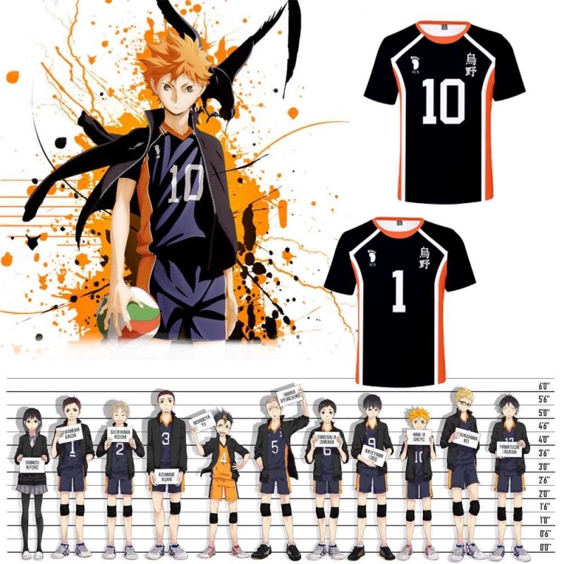 Haikyuu!! Anime Jersey Trang Phục Hóa Trang Karasuno Trường Trung Học Bóng Chuyền Áo Thun Tay Ngắn Thể Thao Đồng Phục Tee Hinata Shoyo Haikyu T Anime Quần Áo