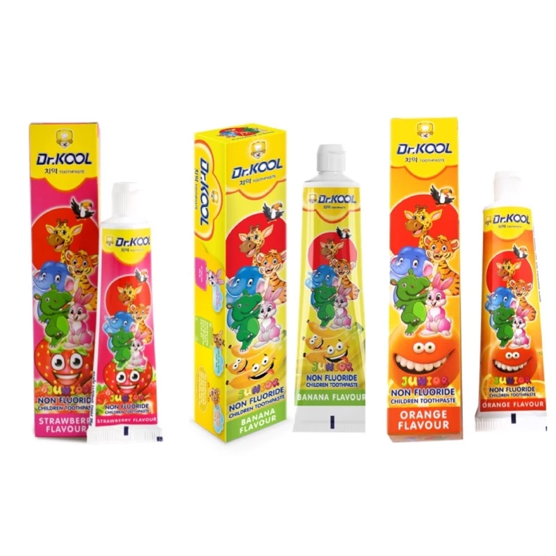 KEM ĐÁNH RĂNG TRẺ EM DR.KOOL JUNIOR HƯƠNG CAM/ DÂU/ CHUỐI 75G