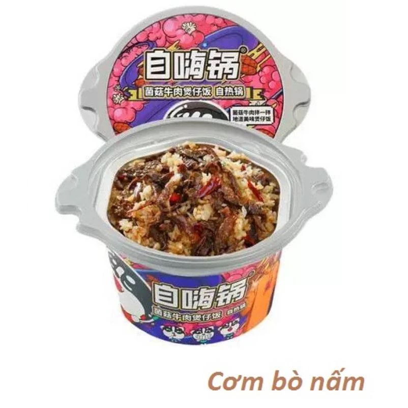 Cơm tự sôi hộp tròn - bò nấm