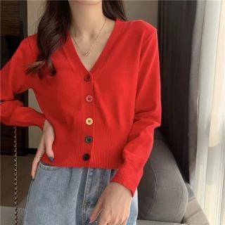 Áo Khoác Cardigan Dệt Kim Phong Cách Hàn Quốc Xinh Xắn Cho Nữ