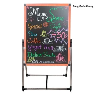 Bảng MENU gỗ đen, kèm kệ Inox 60x80cm