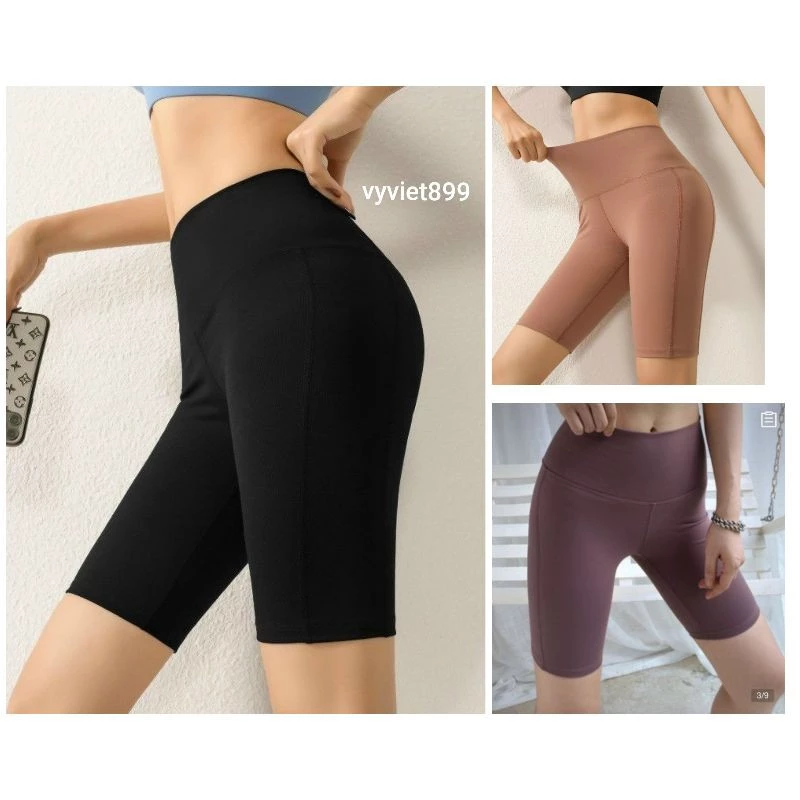Quần legging đùi, lửng ngố 90' tập gym yoga thể thao nữ