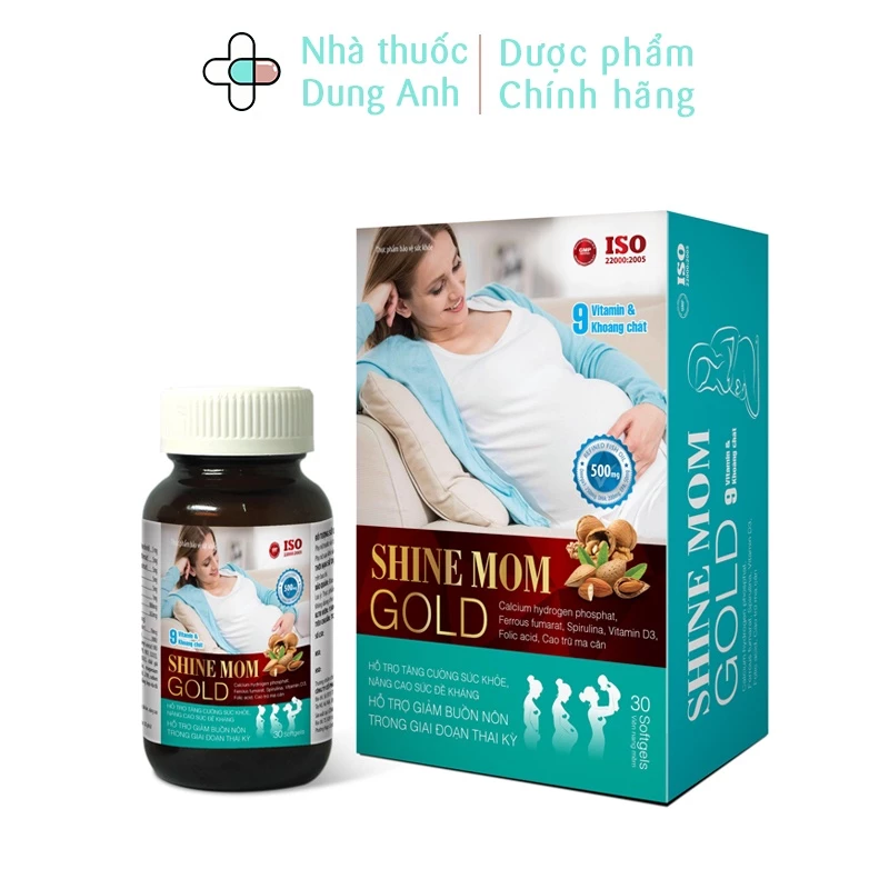 Shine Mom Gold Lọ 30 Viên - Vitamin Bổ Bầu, Bổ Sung Vitamin, Khoáng Chất Cho Bà Bầu, Giảm Buồn Nôn Thai Kỳ