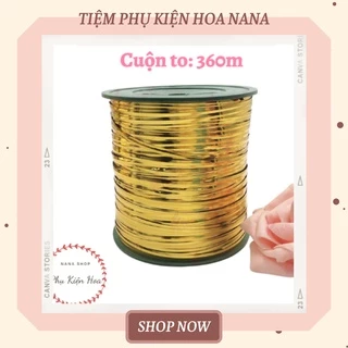 Dây kẽm kim tuyến cuộn bé 91m, cuộn to 360m, gói 700 dây dài 10cm, màu vàng/trắng, buộc túi, hoa, nơ, quà