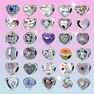 Heart Shaped Beads Made For Original Pan Charm Silver 925 Charm Bracelet Jewelry Women DIY