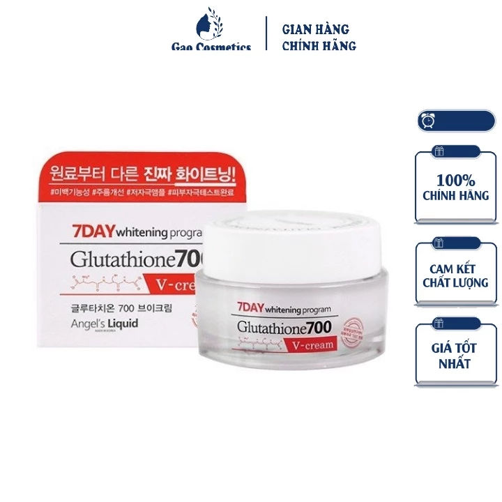 Kem Dưỡng Trắng, Dưỡng Ẩm, Mờ Thâm Da Angel Liquid 7Day Whitening Program Glutathione 700 V-Cream 50ml