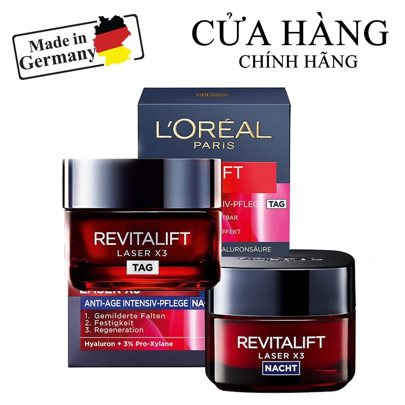 [KÈM BILL] Kem dưỡng L'Oréal Revitalift Laser X3 Anti-Age Intensivpflege Tag + Nacht