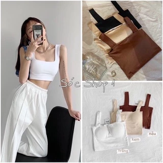 Áo Thun Croptop 2 Dây Bản To Có Đệm