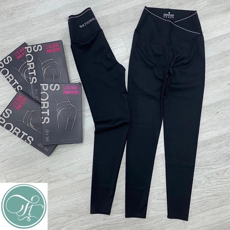 Quần Legging nữ cạp vạt chéo có viền chất umi cao cấp co dãn lưng cao dấu bụng cực tốt không hộp