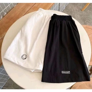 [FREESHIP ĐƠN TỪ 50K] Quần đùi thêu mặt cười nam nữ Form Rộng Basic Cotton Oversize