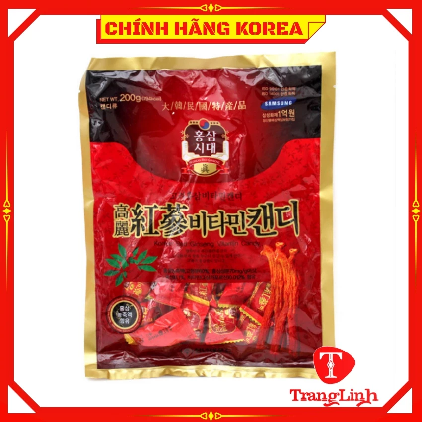 Kẹo hồng sâm hàn quốc chính hãng, gói 200gr - Kẹo sâm cứng - tranglinhkorea