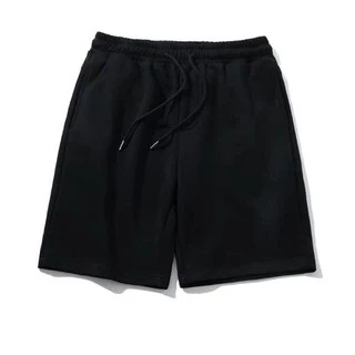 Quần short thun BASIC DA CÁ ngắn unisex nam nữ màu đen