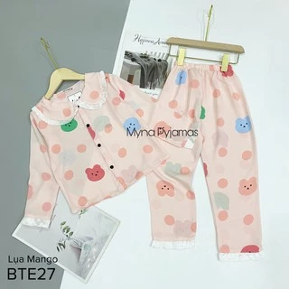 LUALA PYJAMAS Bộ trẻ em lụa mango cổ bèo chất mềm , hàng có size , ảnh chụp thật