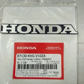 Tem chữ Honda Màu Bạc Bóng 110mm nền màu xanh đen