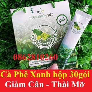 Coffee Giảm Cân Cà Phê Xanh Thiên Nhiên Việt, Cafe Kháng Mỡ hộp 30 gói có tem xác thực hàng chính hãng 100%