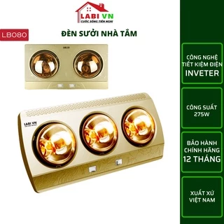 Đèn sưởi nhà tắm LABI VN LB080 cao cấp tiết kiệm điện, bóng đề phủ nano không gây chói mắt