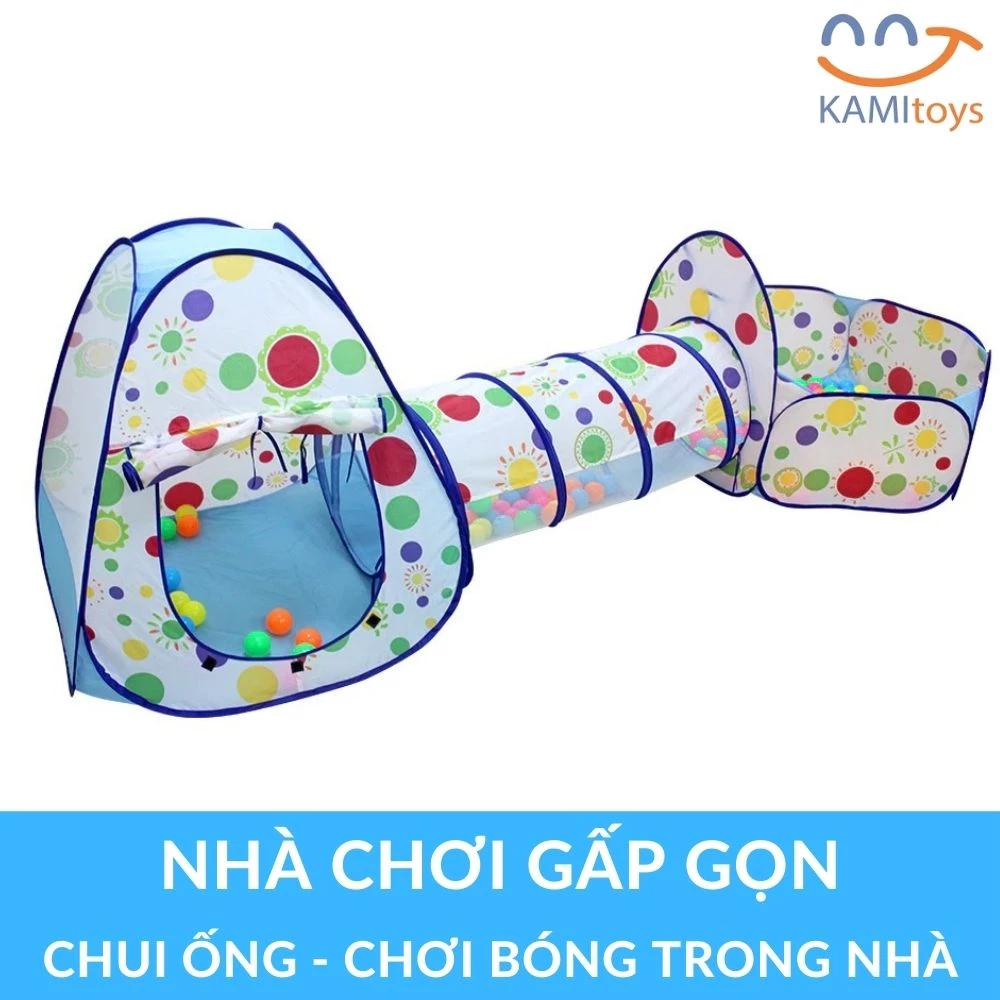 Nhà banh cho bé tự bung gấp gọn gồm Lều+Đường Ống+Quây bóng kiểu khu vui chơi liên hoàn KM50091