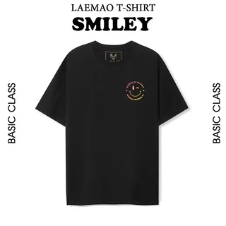 Áo thun LAEMAO chất liệu cotton tay lỡ form oversize SMILEY