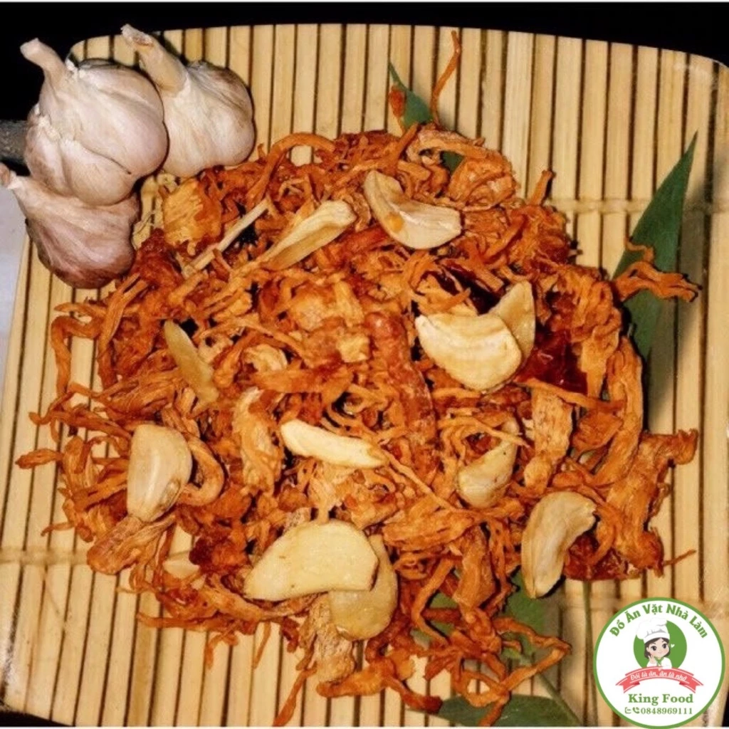 Khô gà bơ tỏi nhà làm loại ngon, hũ pet 300g | KingFood - Thế Giới Đồ Ăn Vặt - Đồ Ăn Vặt Hà Nội