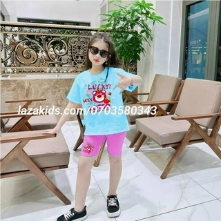 Bộ cộc tay màu hồng in GẤU DÂU HỒNG cho bé gái size từ 12-55 cân MẶC XINH CUTE NGÀY HÈ THUN COTTON ĐẸP KIDS GENZ