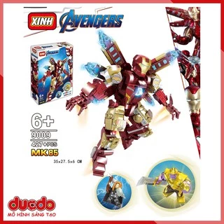 Xinh 9009 Lắp ghép Mech Iron Man MK85 kèm Bigfig Thanos và Mini Thor - Đồ chơi Xếp hình Mô hình Minifigures