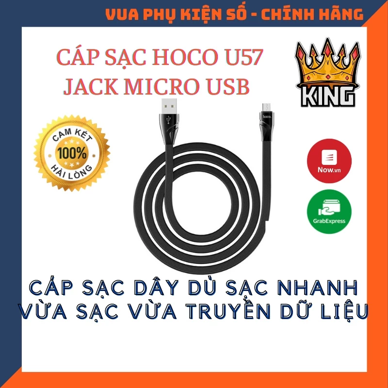 Cáp sạc Hoco. U57 đầu Micro- Hàng chính hãng - Cáp Android