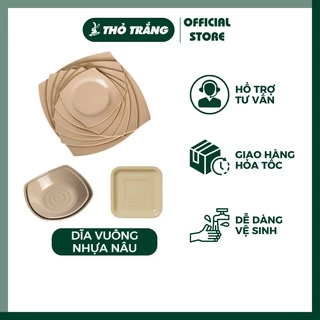 Dĩa vuông màu nâu nhựa melamine cao cấp Fataco Việt Nam