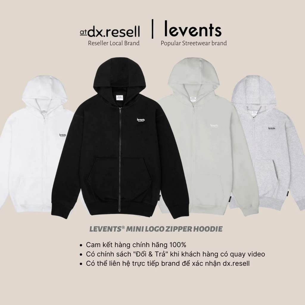 ÁO KHOÁC Levents® MINI LOGO ZIPPER HOODIE (Black,White,Olive,Grey) Unisex dx.resell