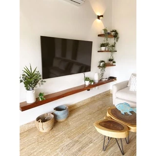 [160x20x3cm] Kệ tivi treo tường gỗ tự nhiên, kệ tivi thanh ngang, làm giá sách