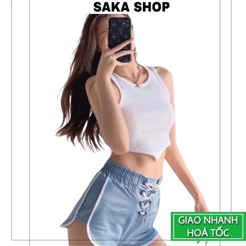 Áo croptop ba lỗ trơn nữ lai nhọn nhiều màu thời trang