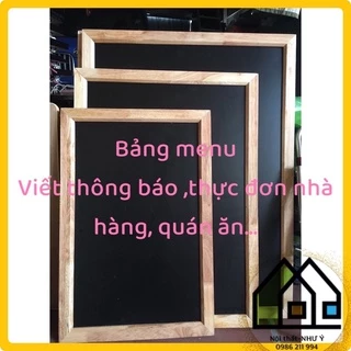 Bảng MENU để nhà hàng quán ăn khung gỗ cao su chất lượng cao(tặng hộp phấn màu)