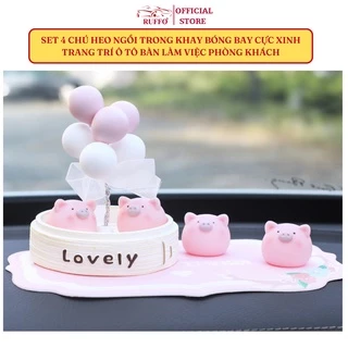 Mô Hình 4 Heo Con Lovely Cực Xinh Trang Trí Taplo Ô Tô Bàn Làm Việc Bàn Học Phòng Khách - Phụ Kiện Xe Hơi Ruffo Giá Rẻ