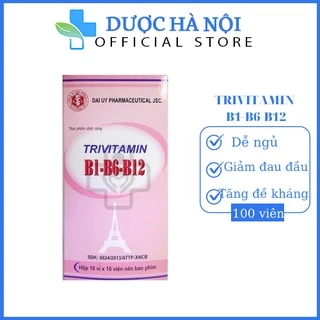 Trivitamin 3B hộp 100 viên nén Đại Uy - Bổ sung vitamin B1- B6 - B12 tăng cường sức đề kháng giảm đau đầu dễ ngủ