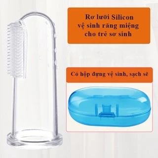 Rơ lưỡi Silicon xỏ ngón vệ sinh răng miệng cho bé từ 6 tháng tuổi trở lên có hộp đựng