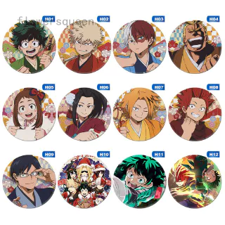 flowersqueen Ghim Cài Áo Hình Tròn Họa Tiết Nhân Vật Hoạt Hình My Hero Academia Để Trang Trí