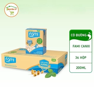 Thùng 36 hộp sữa đậu nành Fami Canxi Nguyên Vị (200ml/hộp)