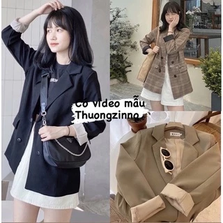 Áo Blazer Ulzzang Dài Tay 2 Lớp / Áo Khoác Blazer Nữ Hàn Quốc Chất Tuyết Nhung Cực Xịn