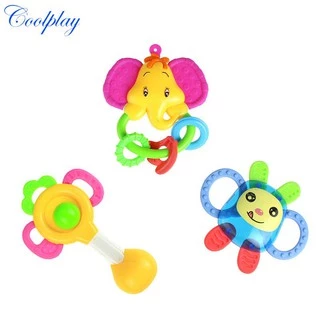 Set 3 đồ chơi lục lạc coolplay thiết kế động vật hoạt hình đáng yêu cho bé đang mọc răng