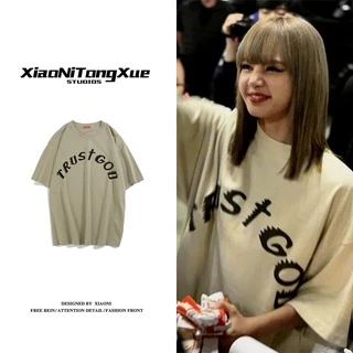 Áo thun tay ngắn phong cách LISA BLACKPINK xinh xắn cho nữ