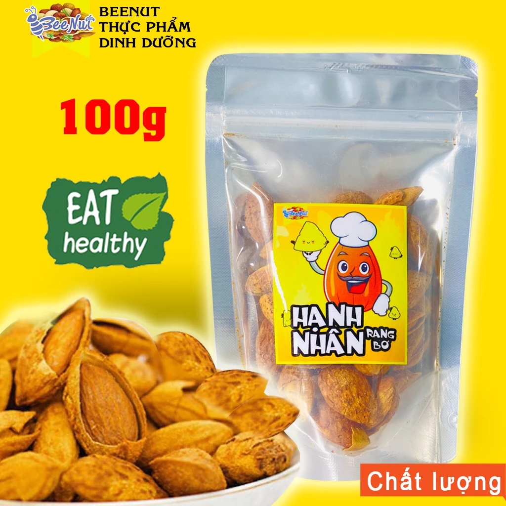 (100g) Hạnh Nhân (RB) Rang Bơ Vỏ Mỏng - Nhập Khẩu Mỹ - Dễ Tách Vỏ - Đồ ăn vặt Healthy BeeNut