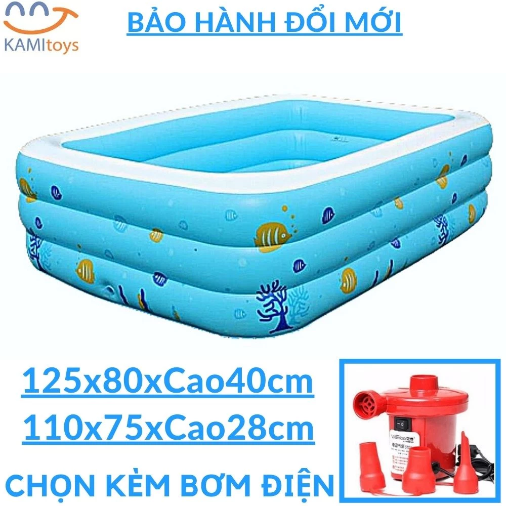 Bể bơi cho bé mini kiểu hồ phao bơm hơi (cỡ 125 và 110cm) làm bồn tắm hoặc nhà bóng trong nhà gấp gọn