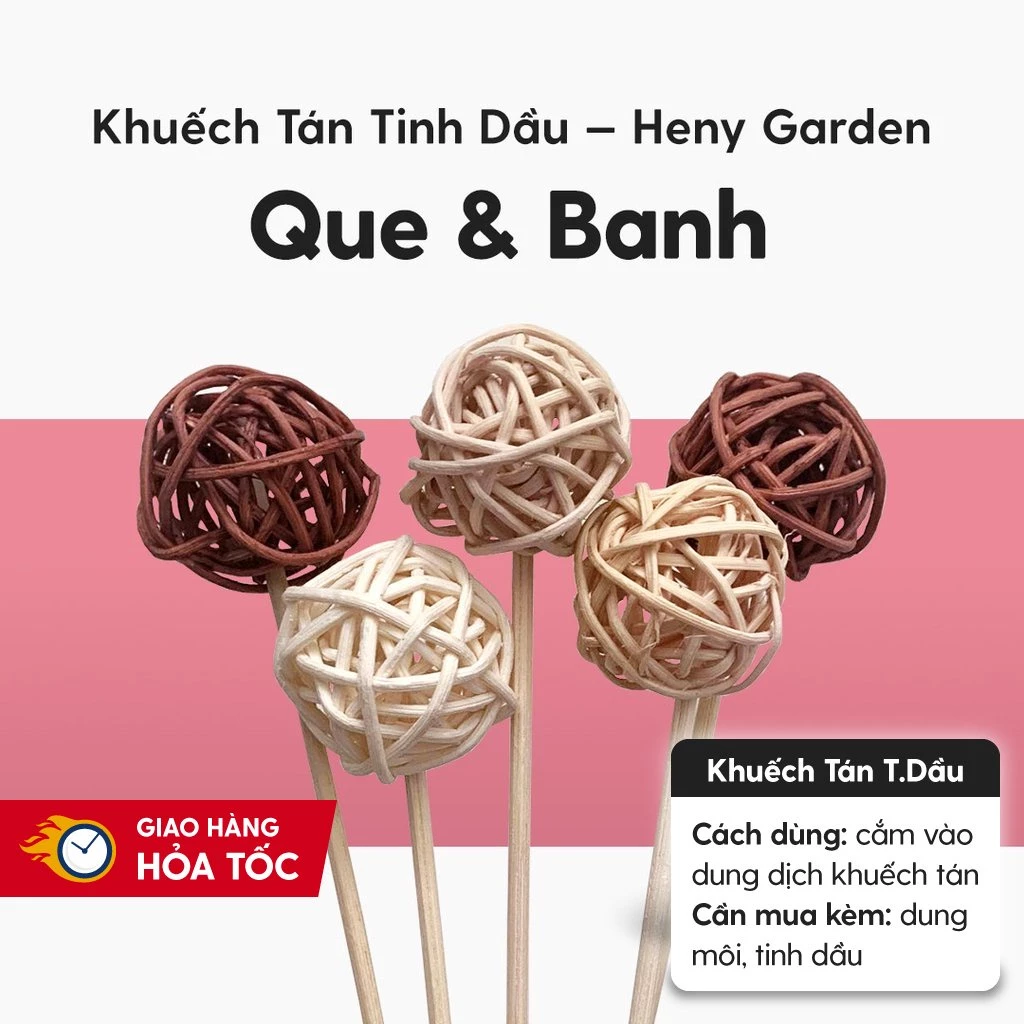 Que Khuếch Tán Tinh Dầu Banh Gỗ Mây HENY GARDEN Thay Thế Máy Xông