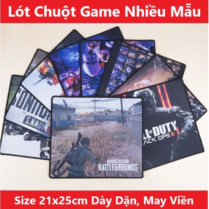 Lót chuột GAME đẹp, Lót chuột 21 * 25cm độ dày 2mm đa dạng hình, giao hàng ngẫu nhiên, may viền chắc chắn