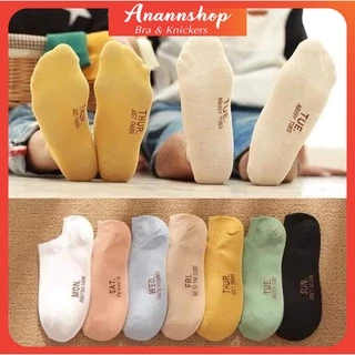 Set Gồm 7 Đôi Tất/Vớ Cotton Mềm Mịn Cổ Ngắn 7 Màu Mặc 7 Ngày Dành Cho Nam và Nữ Unisex