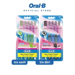 Bàn chải Oral-B tinh chất Trà Xanh/ Trà Đen vỉ 5 cây:Trà Xanh